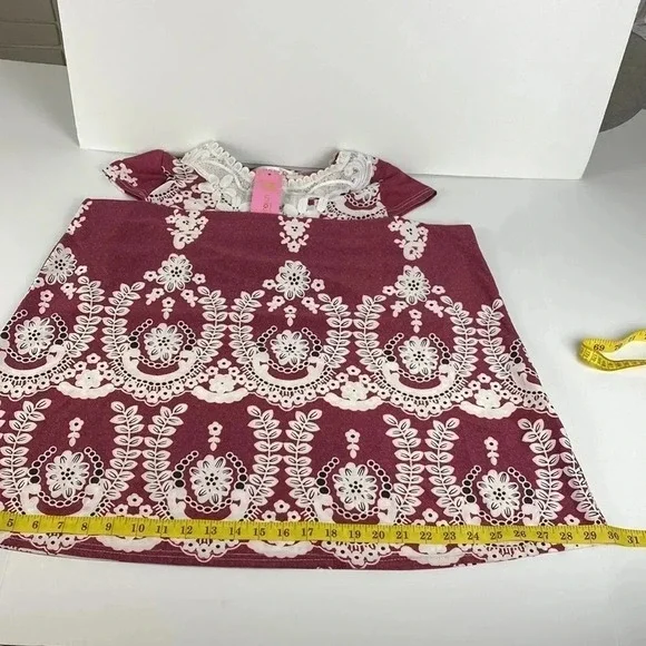 NWT burgundy floral lace print maximalist maxi feminine shift dress  medium - Picture 6 of 12